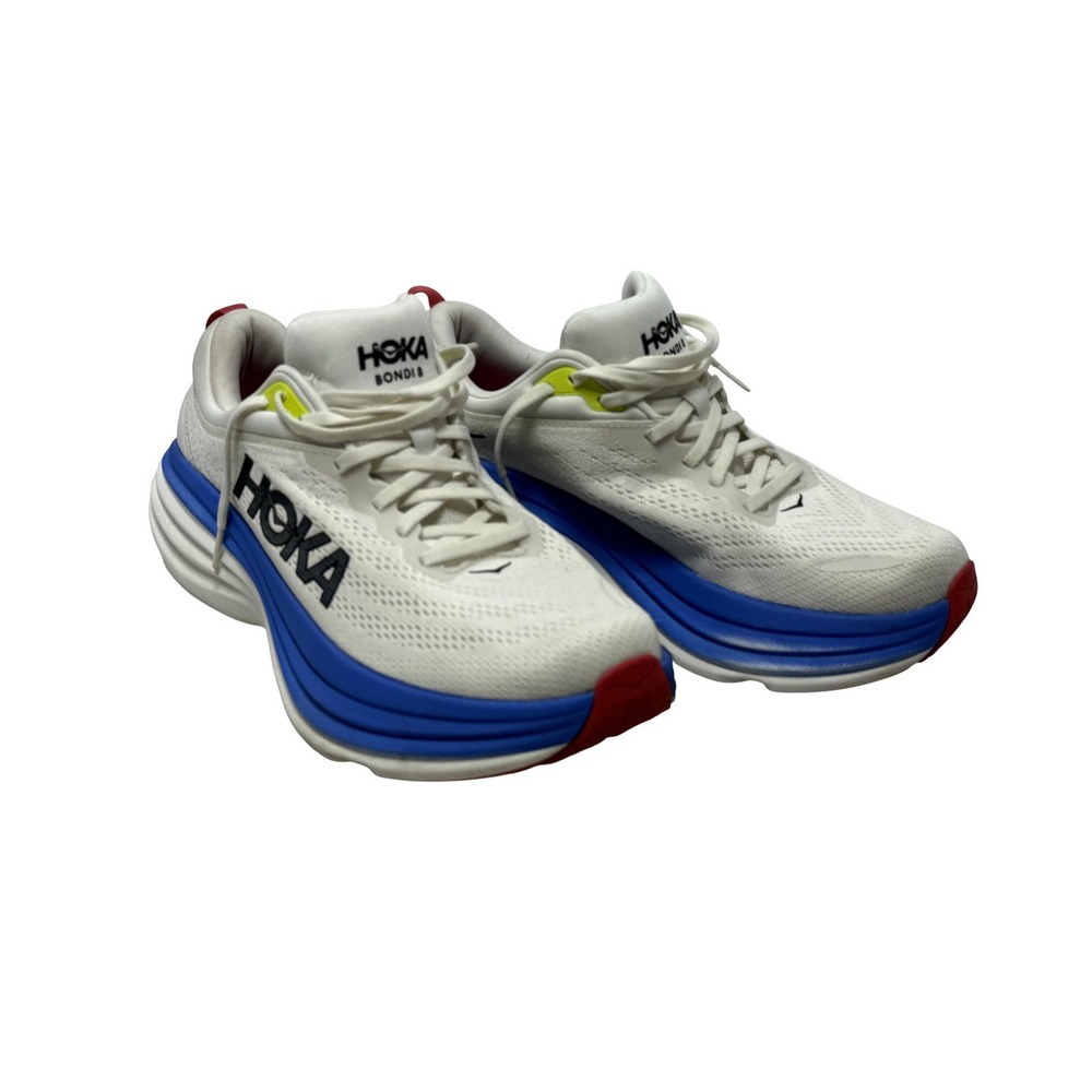 Hoka One One Bondi 8 Shoes Mens Size 8 White Blue Running Sneakers 1123202 BVR